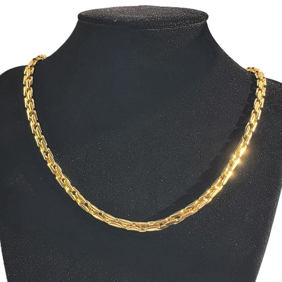 18K Gold Chain Link Womens Necklace 24" Sterling Silver Stamped Ladies Jewelry - Picture 2 of 8